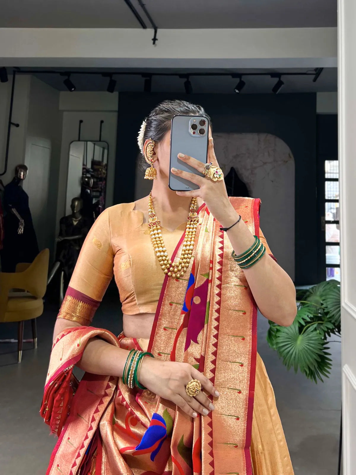 Silk Paithani Lehenga Choli | Jacquard Silk Zari Weaving Lehenga for Weddings & Festive Wear (Yellow)